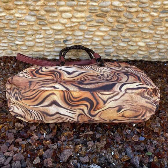 Plinio Visona Maroon/Animal Print Leather Reversible Tote/Crossbody Bag. NWT - Picture 6 of 14